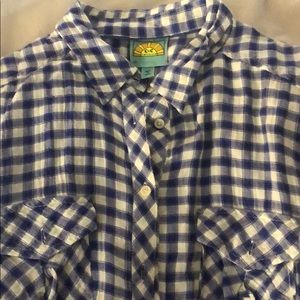 C & C California blue& white checkered button down